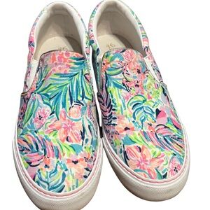 Lilly Pulitzer Tropical Slip On Sneakers Size 8 Coastal Resort Preppy